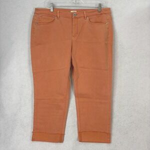 J.Jill Orange Authentic Fit Cropped Jeans Women 16 Petite Summer Preppy Vibrant